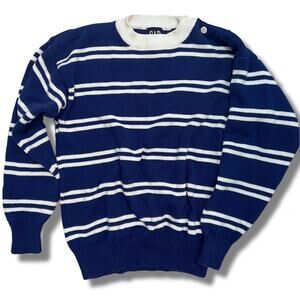 Gap Vintage Blue and White 100% Cotton Striped Sweater Size S